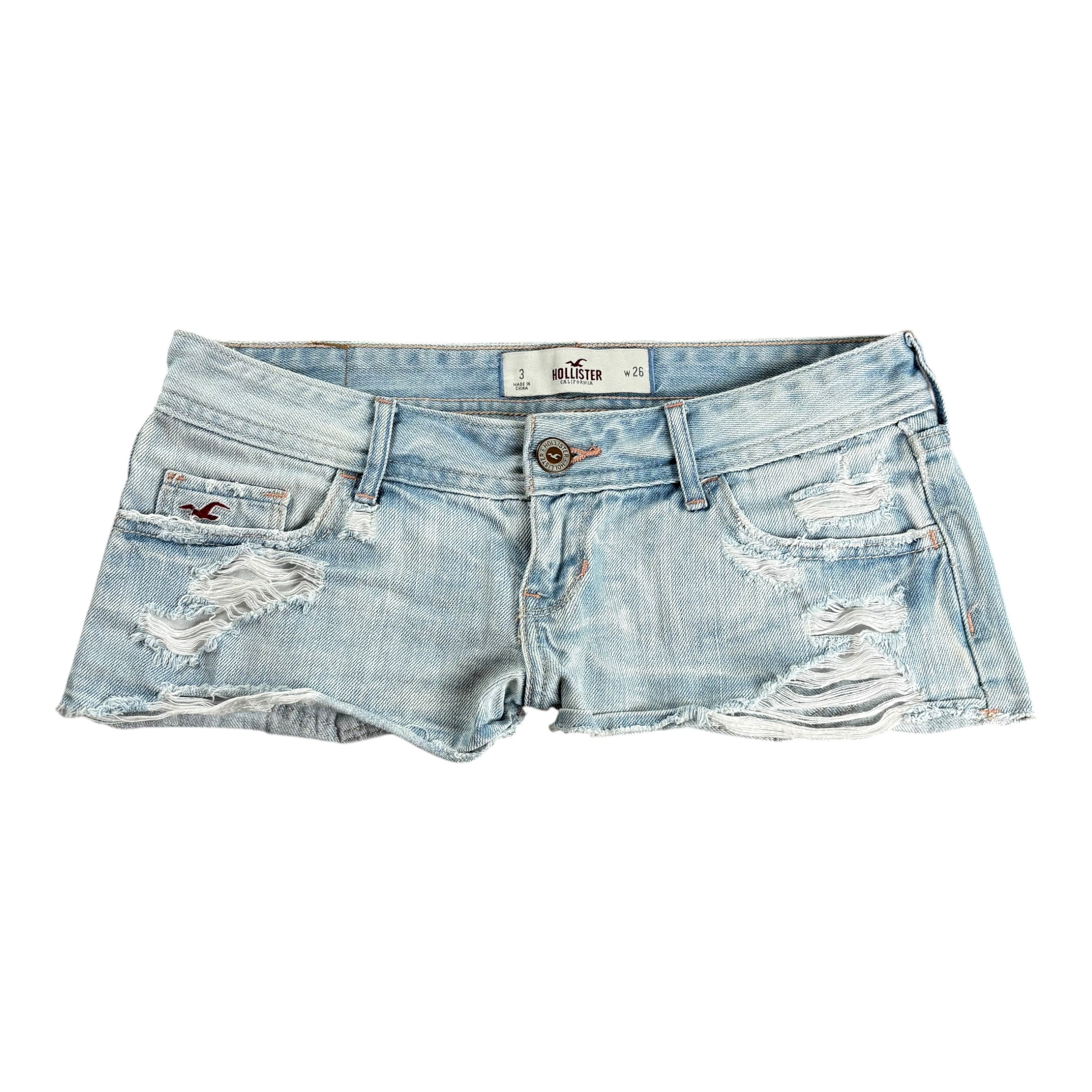 Vintage 2000s Hollister Micro-Shorts Washed/Ripped (26)