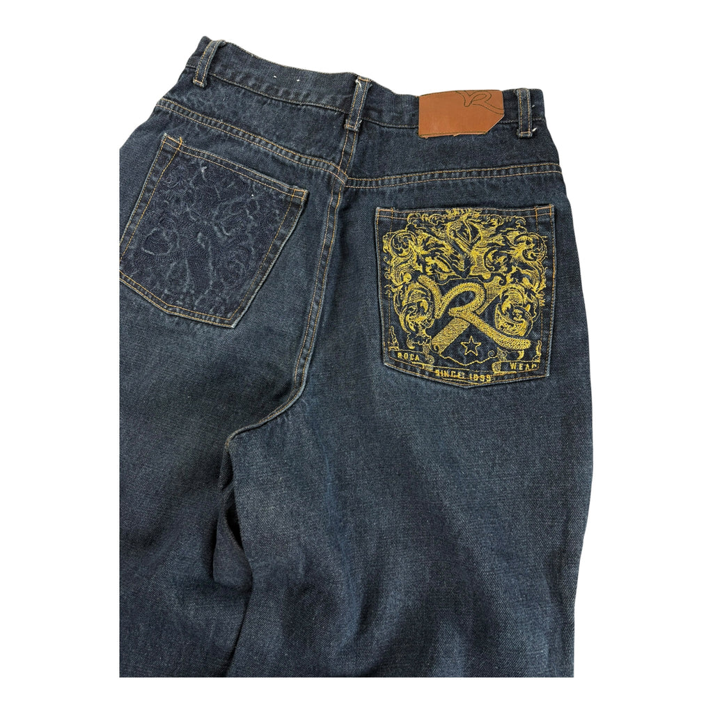 Vintage Embroidered Baggy Rocawear Backprint Jeans (S)