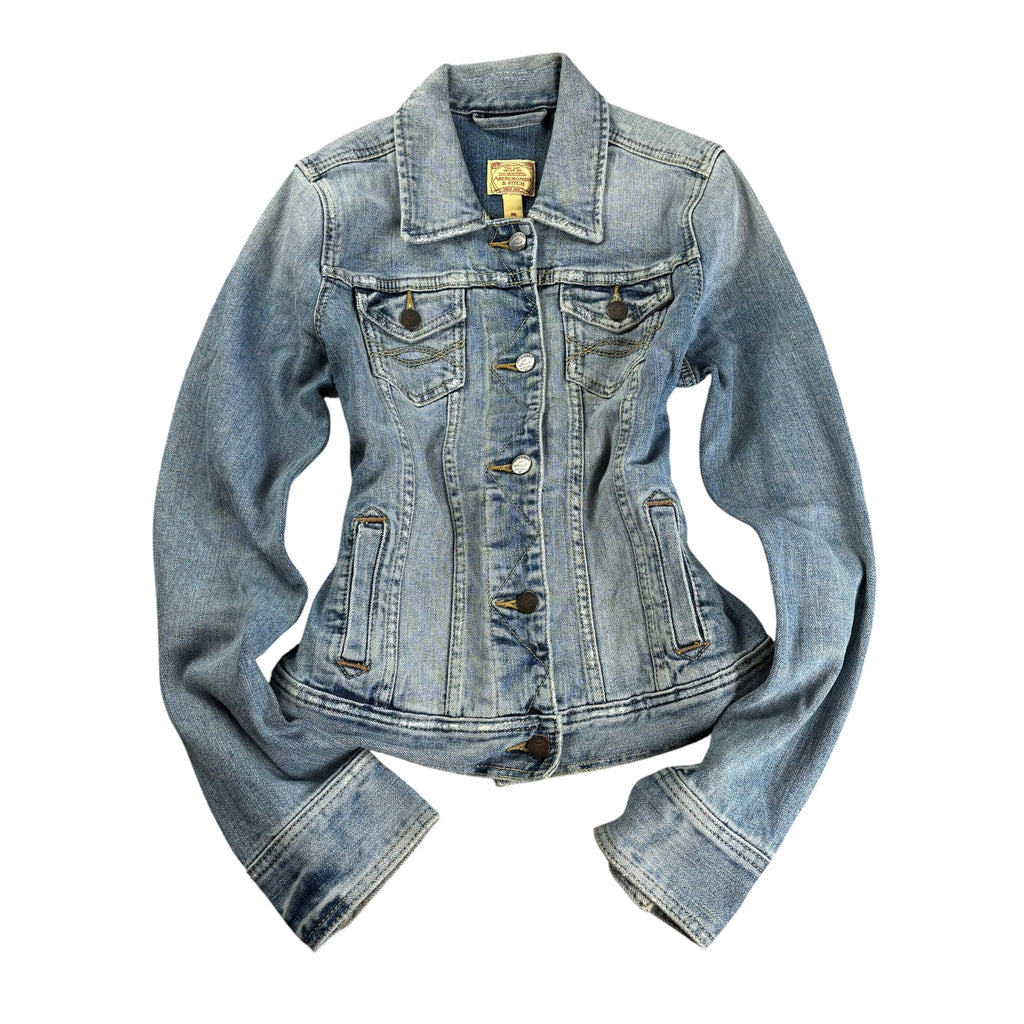 2000s Y2K Abercrombie & Fitch Washed Skinny-Fit Jeans Jacket (M)
