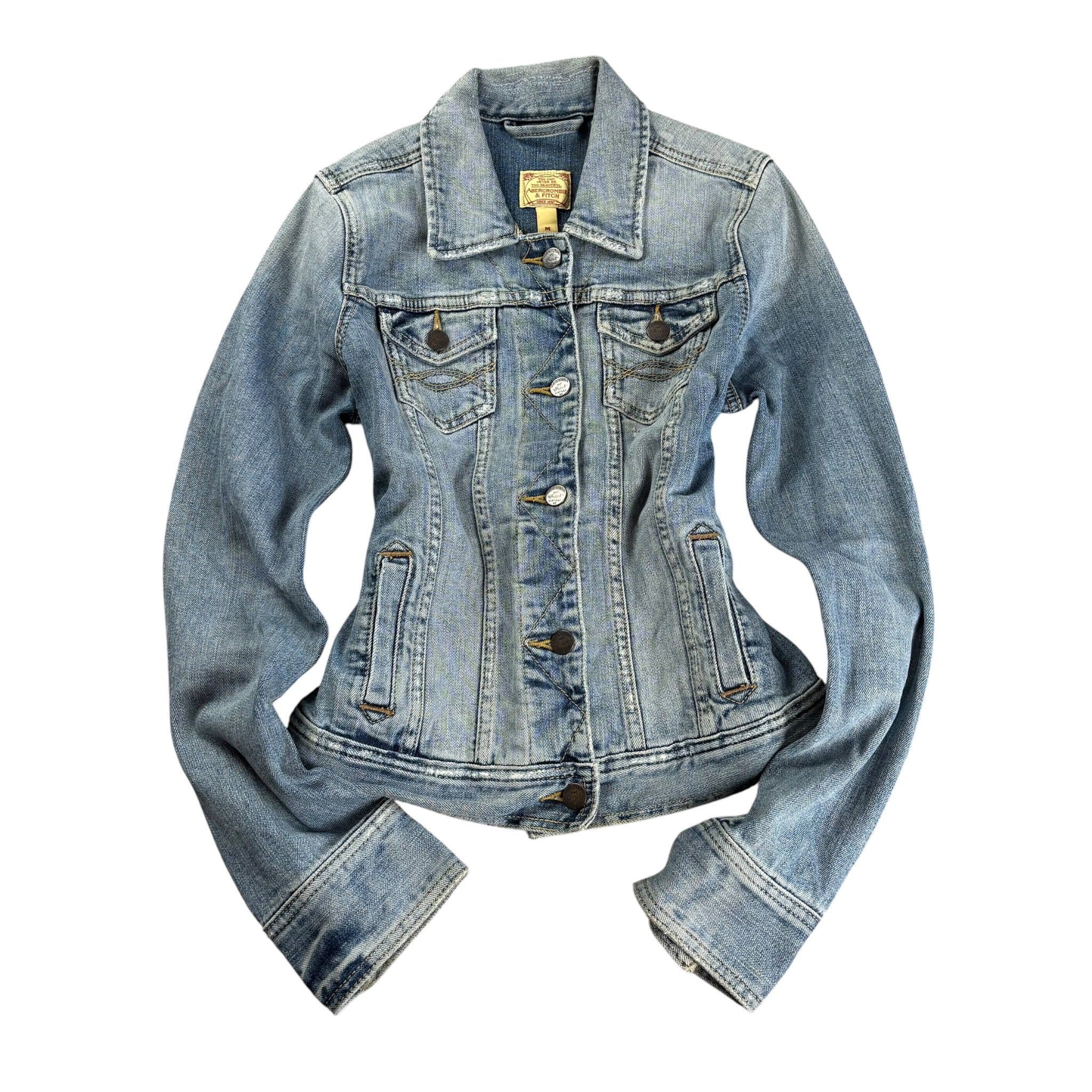 2000s Y2K Abercrombie & Fitch Washed Skinny-Fit Jeans Jacket (M)