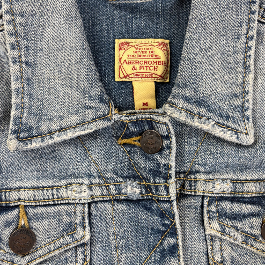 2000s Y2K Abercrombie & Fitch Washed Skinny-Fit Jeans Jacket (M)