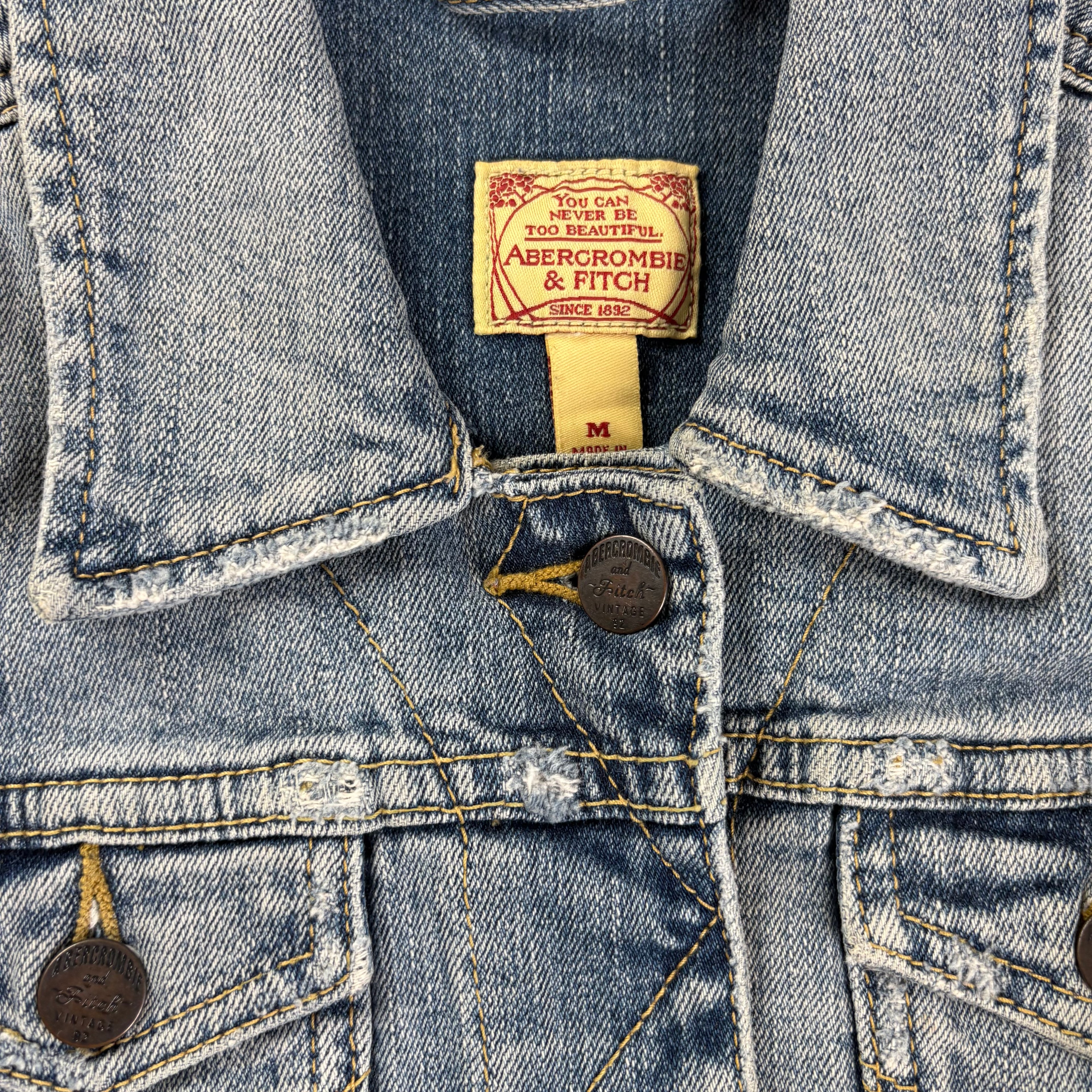 2000s Y2K Abercrombie & Fitch Washed Skinny-Fit Jeans Jacket (M)